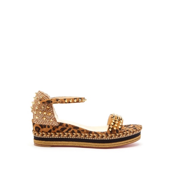 Christian Louboutin | Shoes | Christian Louboutin Madmonica 6 Studded  Flatform Sandals Leopard Size 42 | Poshmark